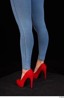 Daisy Lee blue jeans calf casual dressed red high heels…